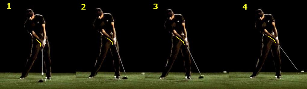 Tiger Woods hand action through impact